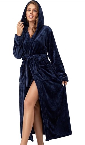 Blue women plush hooded - plush,
