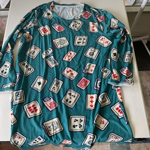 Teal and white long sleeve